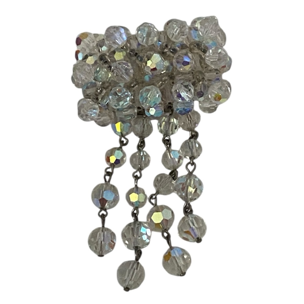 Vintage MIRIAM HASKELL Aurora Borealis Waterfall Crystal Brooch Pin Unsigned